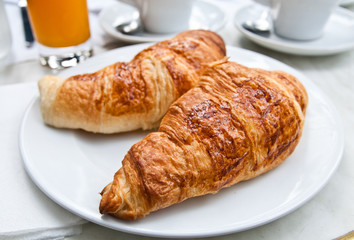 Breakfast with croissants