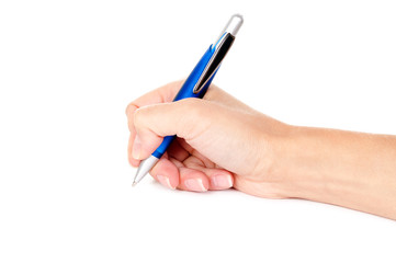Pen in woman hand