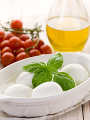 buffalo mozzarella with basil leaf
