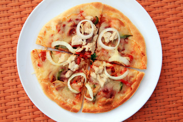 portion of pizza high angle