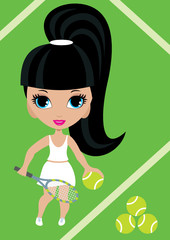 Girl cartoon the tennis-player. vector