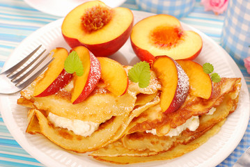 pancakes with cottage cheese and peach