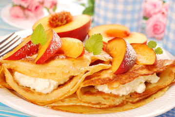 pancakes with cottage cheese and peach