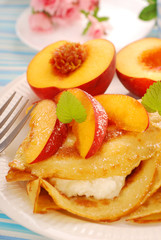 pancakes with cottage cheese and peach
