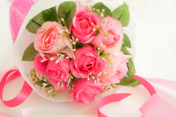 artificial pink roses bouquet