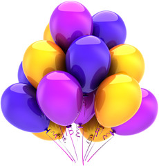 Balloons birthday party decoration blue purple yellow