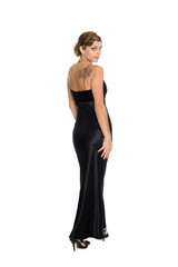 Naklejka premium Young woman in evening dress.