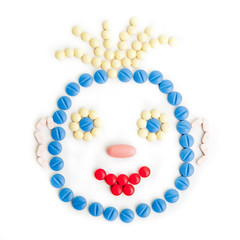 pills smiley face. Smile made of pills.