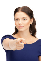 businesswoman pointing her finger