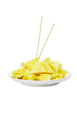 Freshly cut pineapple slices