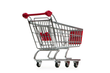 Shopping cart against the white background
