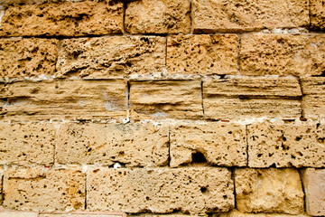 Naklejka premium Mares sandstone stone masonry wall in Majorca