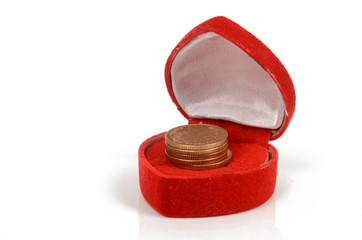 Coins in gift box