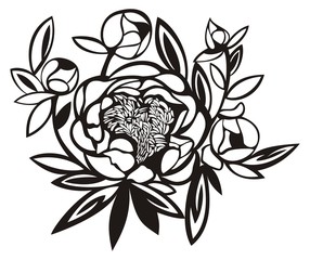 Ornament with peony flower