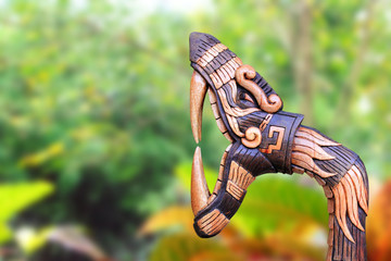 Chichen Itza Snake symbol wood handcraft Mexico