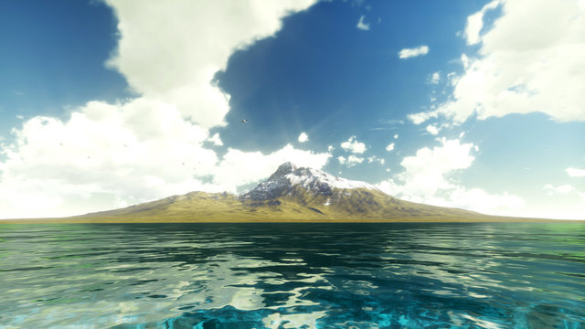 Mountain iseland in ocean