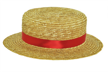 Straw boater with red band