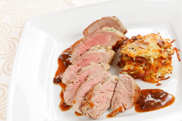 meat with vegetable pancakes