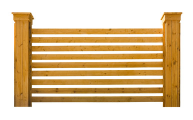 Old wooden fence isolated on white
