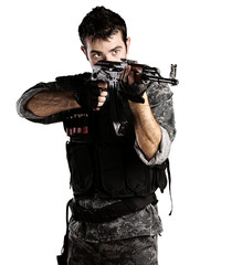 young soldier pointing