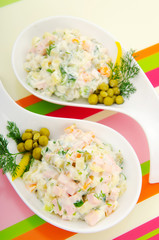 Delicious salad in the plate