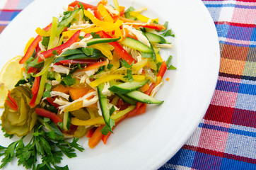 Delicious salad in the plate