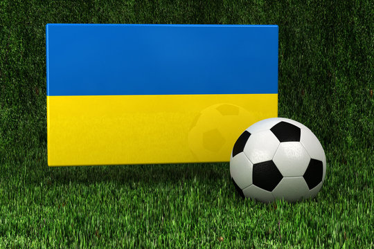 Ukraine Soccer - flag of the Ukraine with soccer ball