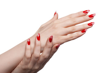 Female hands with French manicure