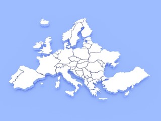 3d rendering of a map of Europe