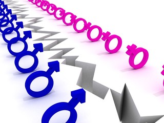 man and woman gender signs conflict