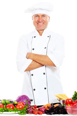portrait of happy chef in uniform