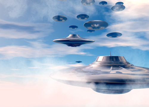 UFO's in evening sky