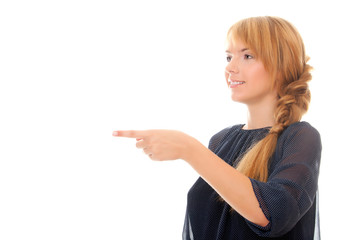 young woman displaying your product