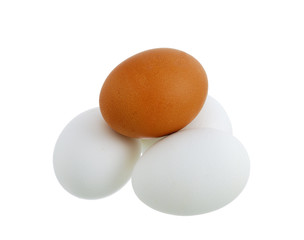 Four different colors eggs pyramid