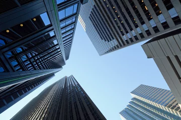 Fotobehang Skyward view of skyscrapers in Chicago © Fotoluminate LLC