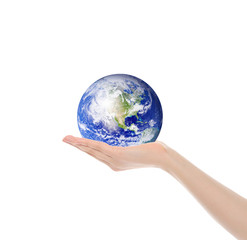 Planet Earth in the female hand