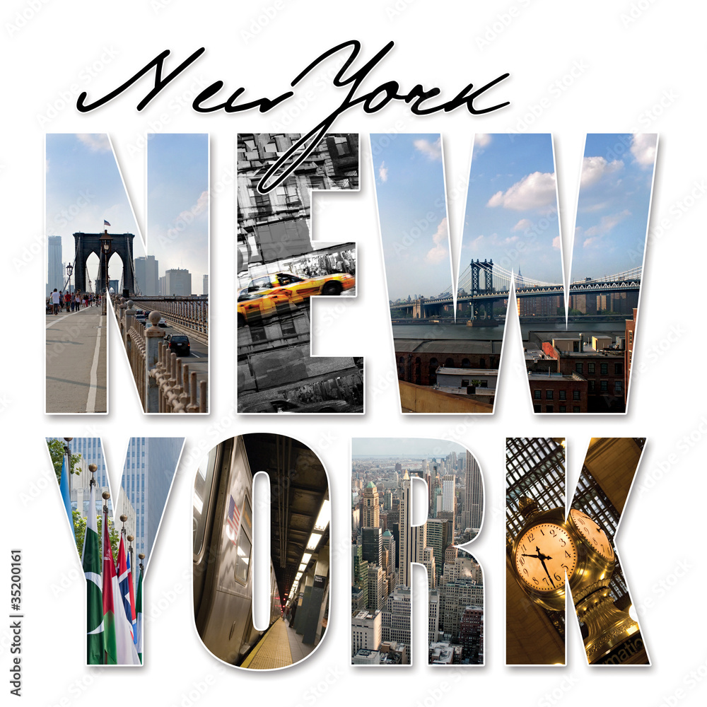 Wall mural nyc new york city graphic montage