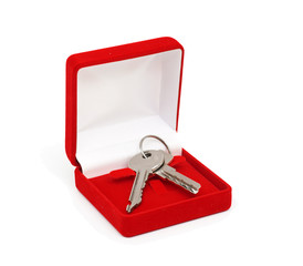 keys in red gift box