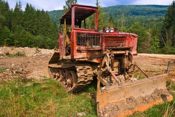 old tractor in a field