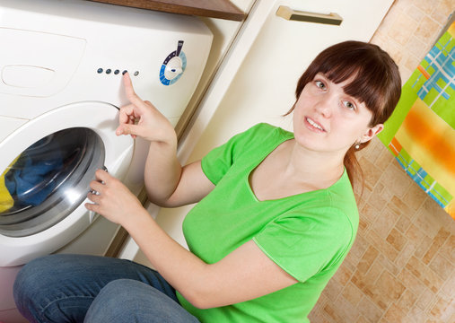 woman doing laundry