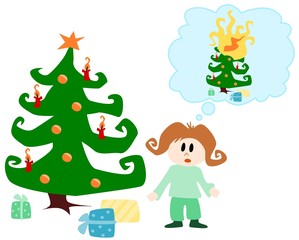 Frau hat Angst vor brennendem Weihnachtsbaum