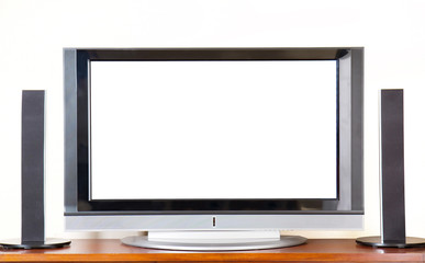 Huge Plasma / LCD TV with surroundsound system, copyspace