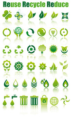 set icone verdi ecologia e ambiente