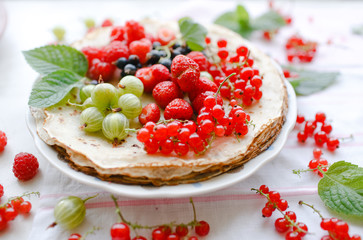 Pancakes with fresh berries