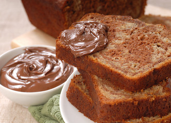 Banana and chocolate nut bread with Nutella