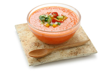 gazpacho , spanish tomato based cold vegetable soup