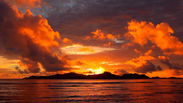tropical beach just before sunset