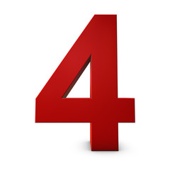 Obraz premium Red Number 4 3d render illustration
