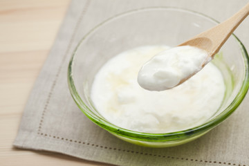Yogurt and Wooden Spoon