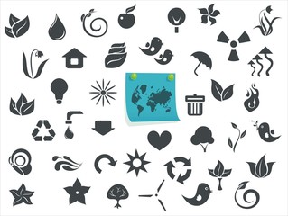 ecological icons with a sticker